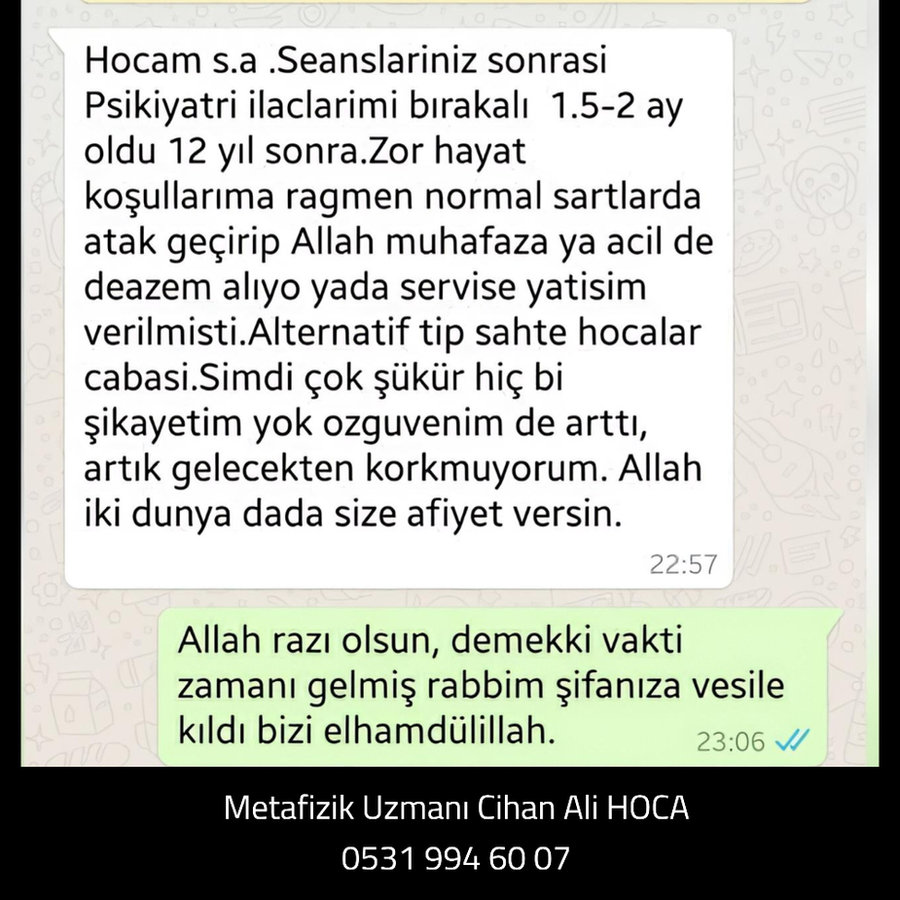 Danışan memnuniyeti – WhatsApp teşekkür mesajı ekran görüntüsü 4