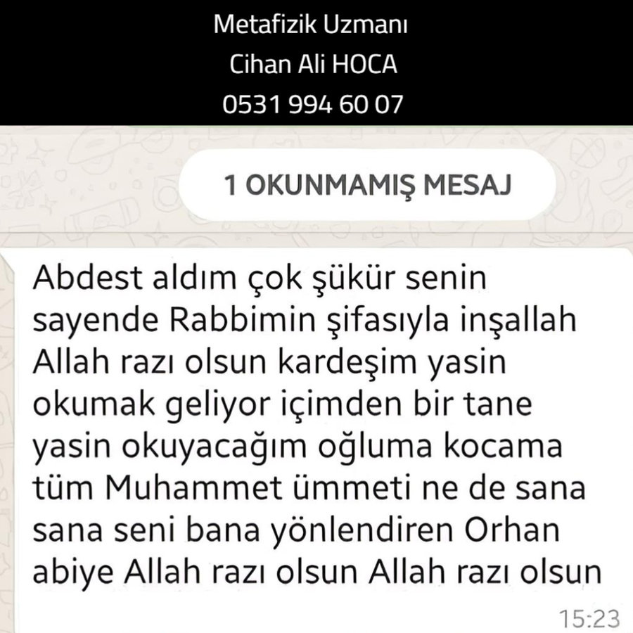 Danışan memnuniyeti – WhatsApp teşekkür mesajı ekran görüntüsü 6