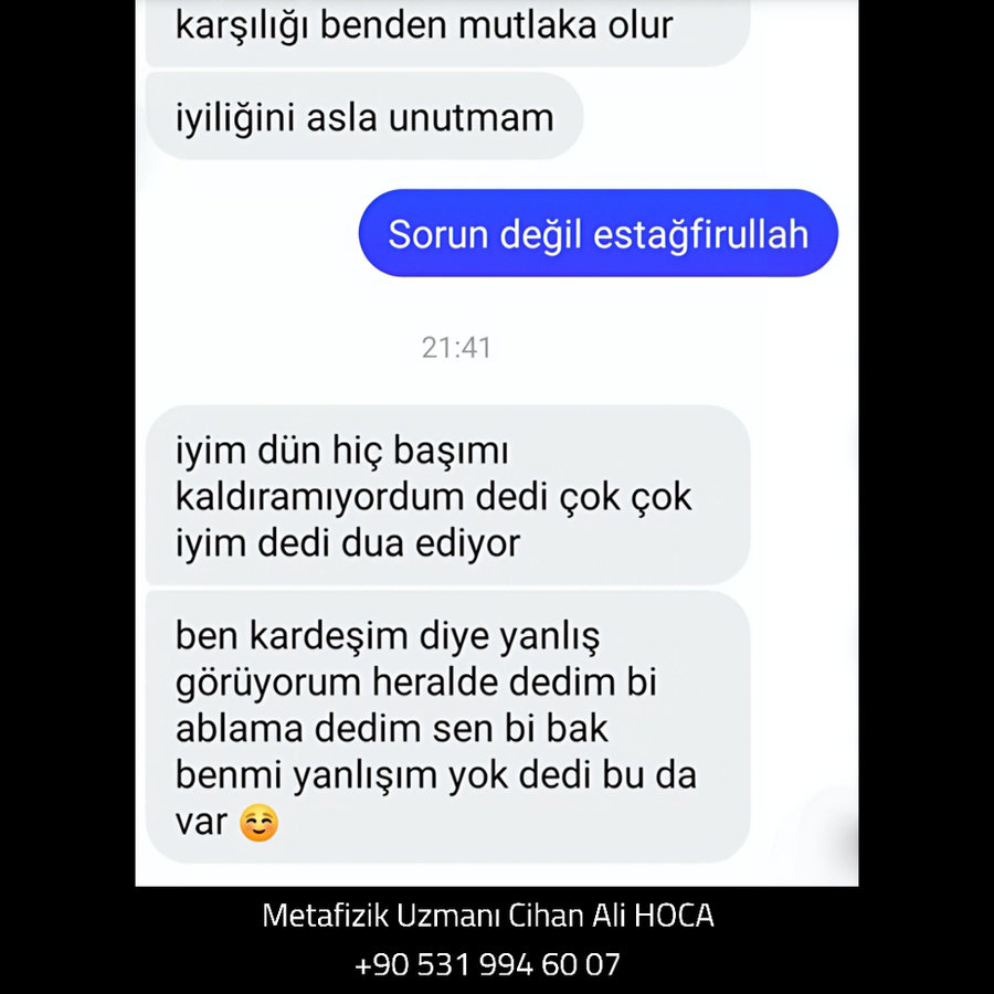 Danışan memnuniyeti – WhatsApp teşekkür mesajı ekran görüntüsü 9