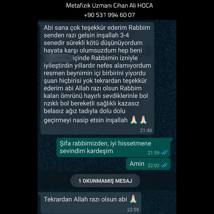Danışan memnuniyeti – WhatsApp teşekkür mesajı ekran görüntüsü 13